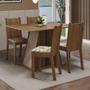 Imagem de Conjunto Sala de Jantar Mesa Tampo de Madeira 4 Cadeiras Rustic/Crema/Lírio Bege Marilyn Madesa