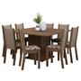 Imagem de Conjunto Sala de Jantar Mesa Tampo de Madeira 8 Cadeiras Rustic/Crema/Bege Marrom Marisa Madesa
