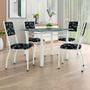 Imagem de Conjunto Sala De Jantar Mesa Tampo Granito 1,20m Com 4 Cadeiras Diana Branco / Floral Artefamol