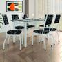 Imagem de Conjunto Sala De Jantar Mesa Tampo Granito 1,40m Com 6 Cadeiras Diana Branco / Floral Artefamol