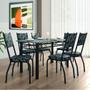 Imagem de Conjunto Sala De Jantar Mesa Tampo Granito 1,40m Com 6 Cadeiras Diana Preto / Mosaico Artefamol