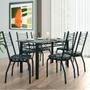 Imagem de Conjunto Sala De Jantar Mesa Tampo Granito 1,40m Com 6 Cadeiras Isis Preto / Mosaico Artefamol
