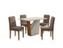 Imagem de Conjunto Sala de Jantar Mesa Veneza 1,20x0,90m com 4 Cadeira Ana Ype/Off White/Veludo Marrom Rose