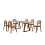 Imagem de Conjunto Sala de Jantar Mesa Viena 160x90cm Tampo Retângular Vidro/MDF Off White com 6 Cadeiras Évora  Móveis Minas