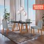 Imagem de Conjunto Sala de Jantar Mesa Viena Madeira Maciça 140x80cm Tampo Retângular Vidro Preto com 4 Cadeiras Ágata com Puxador Móveis Minas