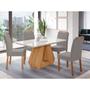 Imagem de Conjunto Sala de Jantar Retangular 4 Lugares Mesa Tampo de Vidro 130 cm Agata Cadeiras Estofadas Paola Cimol Nature/Off White/Madeira/Joli