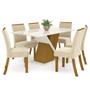Imagem de Conjunto Sala de Jantar Tampo MDF Canto Reto com Vidro 160 Cm 6 Cadeiras Sabrina Henn