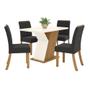 Imagem de Conjunto Sala de Jantar Tampo MDF com Vidro Canto Arredondado 120 Cm 4 Cadeiras Juanita Casa 812