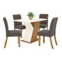 Imagem de Conjunto Sala de Jantar Tampo MDF com Vidro Canto Arredondado 120 Cm 4 Cadeiras Juanita Casa 812