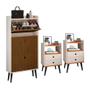 Imagem de Conjunto Sapateira Vertical 3 Gavetas Basculantes Organizadoras Dark e Kit 2 Mesinhas Canto Quarto Modernas Nicho Decorativo Dream RPM