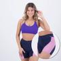 Imagem de Conjunto Selene Top Canelado Sem Costura + Shorts Com Recorte Roxo