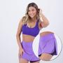 Imagem de Conjunto Selene Top Canelado Sem Costura + Shorts Saia Roxo