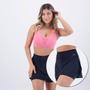 Imagem de Conjunto Selene Top Sem Costura + Shorts Saia Rosa e Preto