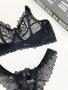 Imagem de Conjunto Sem Bojo Com Aro Rendado Com Detalhe Em Tule Preto