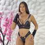 Imagem de Conjunto Sem Bojo Com Luvas Sensual Lingerri Feminina Sem Aro Calcinha Rendada 