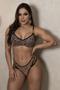 Imagem de Conjunto sensual animal print calcinha sexy todo decorado com correntes dourada