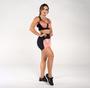 Imagem de Conjunto Short E Top Roupa De Academia Fitness Feminino Poliamida Preto com Rosê Estilo Sempre