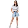 Imagem de Conjunto short jeans + cropped de malha estampa letreiro