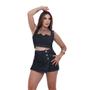 Imagem de Conjunto Shortssaia + Cropped Jeans feminino preto