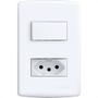 Imagem de Conjunto Siena 4X2 Branco Com Placa (1Paralelo+1Tomada 10A) 6085