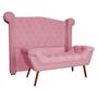 Imagem de Conjunto Sienna Cabeceira e Recamier Queen 160 Cm Suede Rosa Barbie - DL DECOR