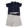 Imagem de Conjunto social infantil para menino milon camisa+bermuda e cinto 1-2-3