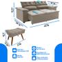 Imagem de Conjunto Sofá Compact 2 metros retrátil e  reclinável com Molas Espirais e 2 Puffs Suede Castor - Sofá na Web