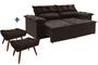 Imagem de Conjunto Sofá Compact 2 metros retrátil e reclinável com Molas Espirais e 2 Puffs Suede Marrom - Sofá na Web