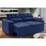 Imagem de Conjunto sofá Compact 2 metros retrátil e reclinável Molas Espirais Suede Azul com 2 Puffs suede azul- Sofá na Web