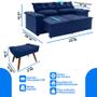 Imagem de Conjunto sofá Compact 2 metros retrátil e reclinável Molas Espirais Suede Azul com 2 Puffs suede azul- Sofá na Web