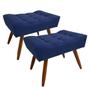 Imagem de Conjunto Sofá Compact 200 cm retrátil e reclinável com Molas Espirais e 2 Puffs Suede Azul - Sofá na Web