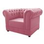 Imagem de Conjunto Sofá Namoradeira e Poltrona Capitonê Chesterfield Suede Rosa Bebê Recepção Sala de Estar - AM Decor