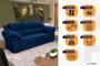 Imagem de Conjunto Sofá Windsor Velut Azul 3 e 2 Lugares 2,04m e 1,59m - King House