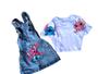 Imagem de Conjunto Stitch salopete jeans e cropped - modinha infantil