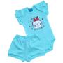 Imagem de Conjunto suedine 100 algodão Verde  com babado menina PANDASMINI