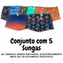 Imagem de Conjunto Sungas 5 Peças Praia Piscina Infantil Proteção UV50