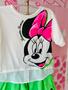 Imagem de Conjunto t-shirt efeito camisa e shorts saia minnie animê