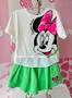 Imagem de Conjunto t-shirt efeito camisa e shorts saia minnie animê