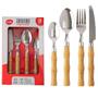 Conjunto Talher Faqueiro Inox Cabo Bambu Plastico 24 Peças - CLINK Imagem de Conjunto Talher Faqueiro Inox Cabo Bambu Plastico 24 Peças