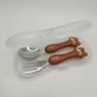 Imagem de Conjunto Talher Infantil Garfo e Colher Inox Alta Qualidade Kit Com Estojo Bebe Pontas Arredondadas