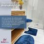 Imagem de Conjunto Tapete de Banheiro Kit 3 Peças Jogo Antiderrapante Cor Azul 
