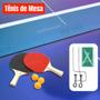 Imagem de Conjunto Tênis de Mesa Ping-Pong com 2 Raquetes de Madeira e Borracha, 3 Bolas e Rede com Suporte Brinquedo Completo