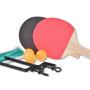 Imagem de Conjunto Tênis de Mesa Ping-Pong com 2 Raquetes de Madeira e Borracha, 3 Bolas e Rede com Suporte Brinquedo Completo