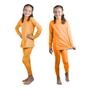 Imagem de Conjunto Térmico Infantil Camiseta Camisa + Calça Proteção Frio Segunda Pele Quentinho Menino Menina Laranja