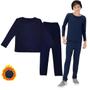Imagem de Conjunto Térmico Segunda Pele Flanelado Quentinho Inverno Calça Blusa Forrado Infantil Juvenil Menino Menina Tam 04-16