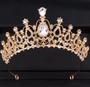 Imagem de Conjunto tiara de noivas com colar e brincos cor dourado 