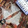 Imagem de Conjunto Tirinhas Sutiã Sem Bojo Sem Aro Com Strappy Bra Calcinha Fio De Renda
