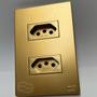 Imagem de Conjunto Tomada 10a 20a 4x2 Dourada Fosco Interruptor Simples Paralelo Ouro Nobre Satin Blux