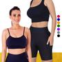 Imagem de Conjunto Top fitness ALÇA FINA bojo Feminino + SHORT leg LEGGING COM BOLSOS Academia Corrida 643