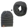 Imagem de Conjunto Touca Caída Gorro Beanie Masculino E Feminino Com Cachecol Gola Lã Tricô Macio Quentinho
